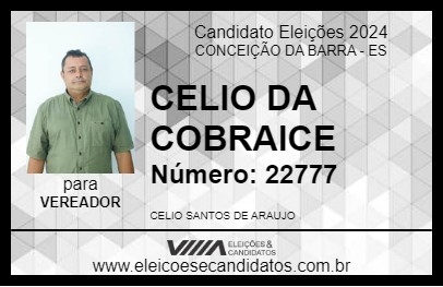 Candidato CELIO DA COBRAICE 2024 - CONCEIÇÃO DA BARRA - Eleições