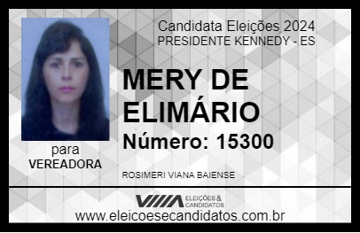 Candidato MERY DE ELIMÁRIO 2024 - PRESIDENTE KENNEDY - Eleições