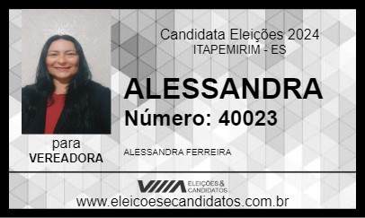 Candidato ALESSANDRA 2024 - ITAPEMIRIM - Eleições