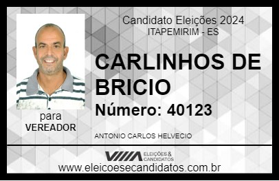 Candidato CARLINHOS DE BRICIO 2024 - ITAPEMIRIM - Eleições