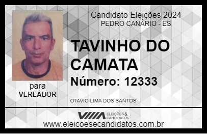 Candidato TAVINHO DO CAMATA 2024 - PEDRO CANÁRIO - Eleições