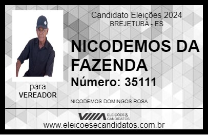 Candidato NICODEMOS DA FAZENDA 2024 - BREJETUBA - Eleições