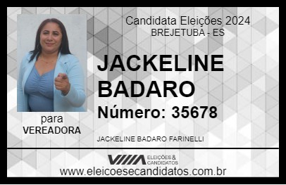 Candidato JACKELINE BADARO 2024 - BREJETUBA - Eleições