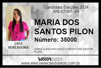 Candidato MARIA DOS SANTOS PILON 2024 - BREJETUBA - Eleições