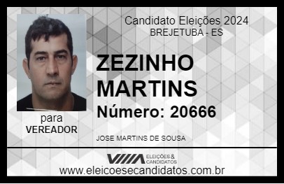 Candidato ZEZINHO MARTINS 2024 - BREJETUBA - Eleições