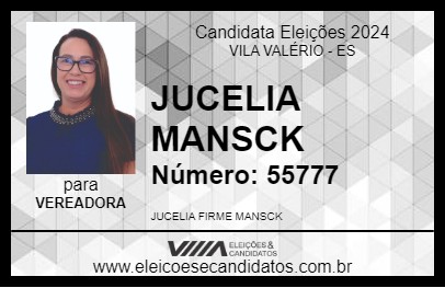 Candidato JUCELIA MANSCK 2024 - VILA VALÉRIO - Eleições