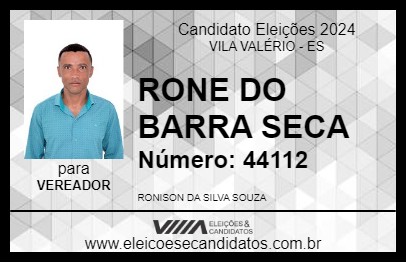 Candidato RONE DO BARRA SECA 2024 - VILA VALÉRIO - Eleições