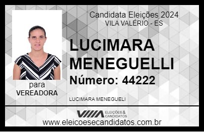 Candidato LUCIMARA MENEGUELLI 2024 - VILA VALÉRIO - Eleições