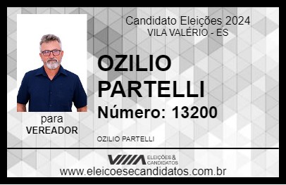 Candidato OZILIO PARTELLI 2024 - VILA VALÉRIO - Eleições