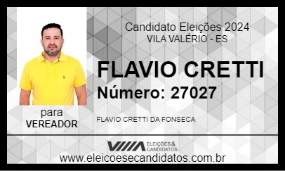 Candidato FLAVIO CRETTI 2024 - VILA VALÉRIO - Eleições