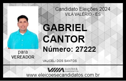 Candidato GABRIEL CANTOR 2024 - VILA VALÉRIO - Eleições