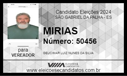 Candidato MIRIAS 2024 - SÃO GABRIEL DA PALHA - Eleições