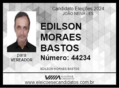 Candidato EDILSON MORAES BASTOS 2024 - JOÃO NEIVA - Eleições