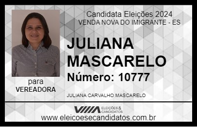 Candidato JULIANA MASCARELO 2024 - VENDA NOVA DO IMIGRANTE - Eleições