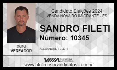 Candidato SANDRO FILETI 2024 - VENDA NOVA DO IMIGRANTE - Eleições