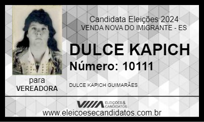 Candidato DULCE KAPICH 2024 - VENDA NOVA DO IMIGRANTE - Eleições