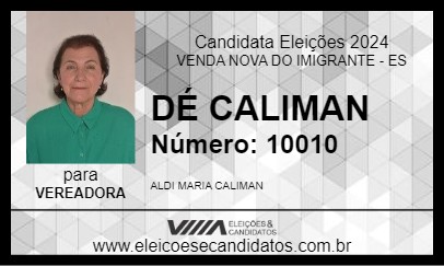 Candidato DÉ CALIMAN 2024 - VENDA NOVA DO IMIGRANTE - Eleições