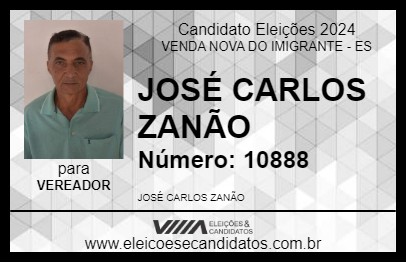 Candidato JOSÉ CARLOS ZANÃO 2024 - VENDA NOVA DO IMIGRANTE - Eleições