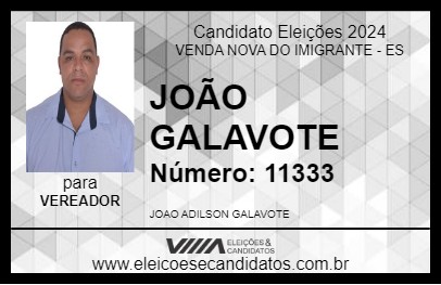 Candidato JOÃO GALAVOTE 2024 - VENDA NOVA DO IMIGRANTE - Eleições