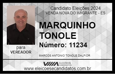 Candidato MARQUIM TONOLE 2024 - VENDA NOVA DO IMIGRANTE - Eleições