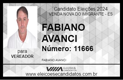 Candidato FABIANO AVANCI 2024 - VENDA NOVA DO IMIGRANTE - Eleições