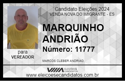 Candidato MARQUINHO ANDRIÃO 2024 - VENDA NOVA DO IMIGRANTE - Eleições