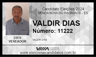 Candidato VALDIR DIAS 2024 - VENDA NOVA DO IMIGRANTE - Eleições