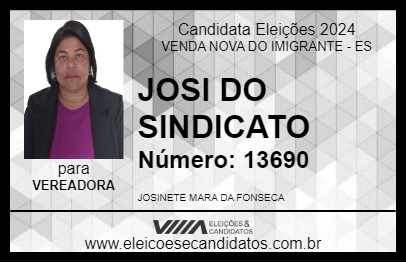 Candidato JOSI DO SINDICATO 2024 - VENDA NOVA DO IMIGRANTE - Eleições