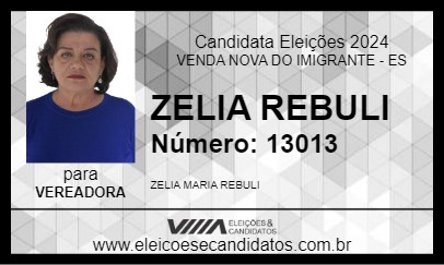 Candidato ZELIA REBULI 2024 - VENDA NOVA DO IMIGRANTE - Eleições