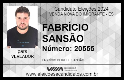 Candidato FABRÍCIO SANSÃO 2024 - VENDA NOVA DO IMIGRANTE - Eleições