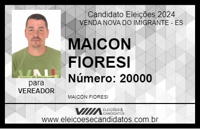 Candidato MAICON FIORESI 2024 - VENDA NOVA DO IMIGRANTE - Eleições