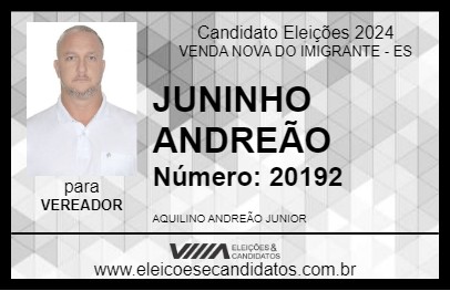 Candidato JUNINHO ANDREÃO 2024 - VENDA NOVA DO IMIGRANTE - Eleições