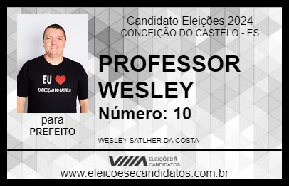 Candidato PROFESSOR WESLEY 2024 - CONCEIÇÃO DO CASTELO - Eleições