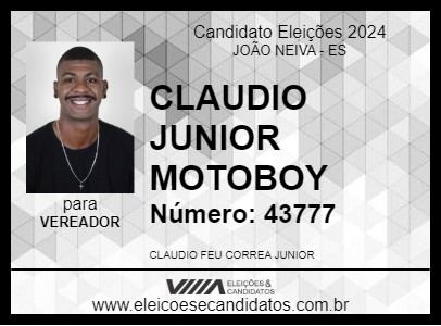 Candidato CLAUDIO JUNIOR MOTOBOY 2024 - JOÃO NEIVA - Eleições