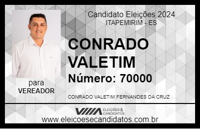 Candidato CONRADO VALENTIM 2024 - ITAPEMIRIM - Eleições