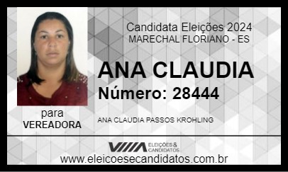 Candidato ANA CLAUDIA 2024 - MARECHAL FLORIANO - Eleições