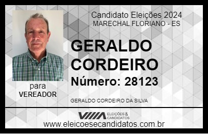 Candidato GERALDO CORDEIRO 2024 - MARECHAL FLORIANO - Eleições