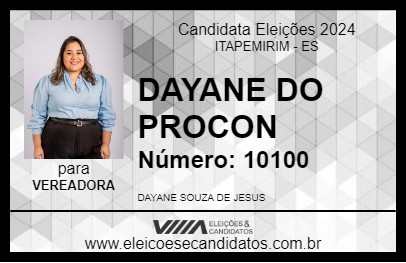 Candidato DAYANE DE JESUS 2024 - ITAPEMIRIM - Eleições