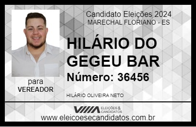 Candidato HILÁRIO DO GEGEU BAR 2024 - MARECHAL FLORIANO - Eleições