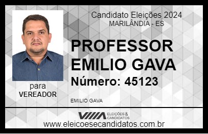 Candidato PROFESSOR EMILIO GAVA 2024 - MARILÂNDIA - Eleições