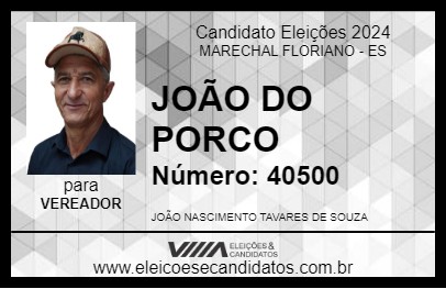 Candidato JOÃO DO PORCO 2024 - MARECHAL FLORIANO - Eleições