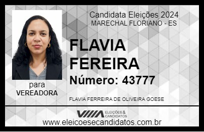 Candidato FLAVIA FEREIRA 2024 - MARECHAL FLORIANO - Eleições