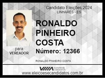 Candidato RONALDO PINHEIRO COSTA 2024 - LINHARES - Eleições