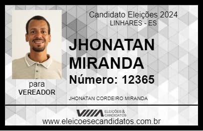 Candidato JHONATAN MIRANDA 2024 - LINHARES - Eleições