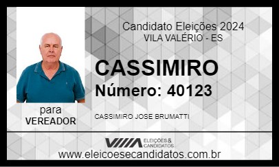 Candidato CASSIMIRO 2024 - VILA VALÉRIO - Eleições