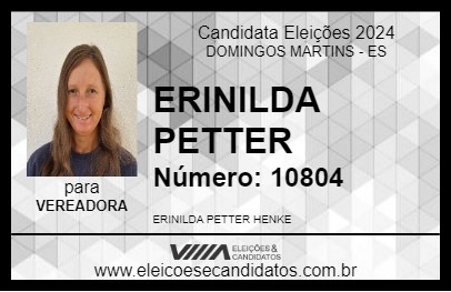 Candidato ERINILDA PETTER 2024 - DOMINGOS MARTINS - Eleições