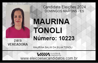 Candidato MAURINA TONOLI 2024 - DOMINGOS MARTINS - Eleições