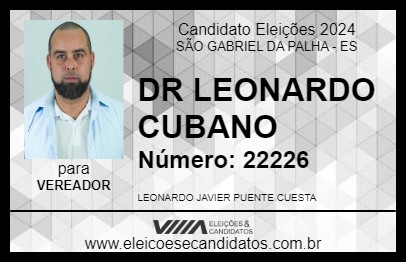 Candidato DR LEONARDO CUBANO 2024 - SÃO GABRIEL DA PALHA - Eleições