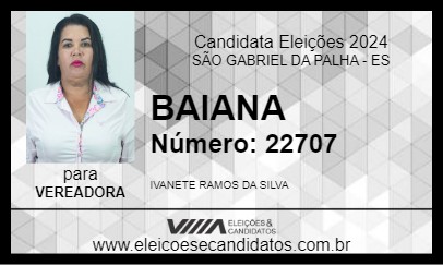 Candidato BAIANA 2024 - SÃO GABRIEL DA PALHA - Eleições