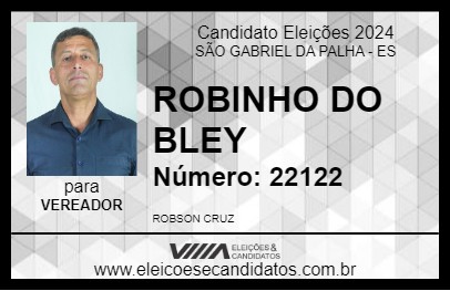 Candidato ROBINHO DO BLEY 2024 - SÃO GABRIEL DA PALHA - Eleições